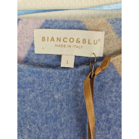 Bianco&Blu ~Woman Size L~ Argyre Blue Mohair Blend Sweater Luxury Made in Italy. - Picture 4 of 13
